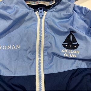 Wippette Monogram Rain Jacket - Light Blue & Navy - 12M - Ronan